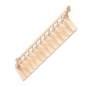 HEEPDD Doll House Stairs, Glossy Rounded Corners Birch Material 1/12 Scale Miniature Staircase for DIY Crafts, with Unpainted Wooden Stairs for Decor (left armrest)