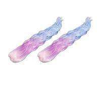 HEEPDD Doll Wig 2PCS High Temperature Soft Silk Long Curly with Clamp/Holder 10 Inches for Doll Collectors Featuring Vibrant Gradient Pastel Colors Water Ripple Curls Easy Secure (Pink Purple Blue