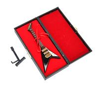 HEEPDD Dollhouse Guitar Model with Stand for Home Decoration and Collectors Electric Guitar Mini Wooden Musical Instrument Nan Collected Items