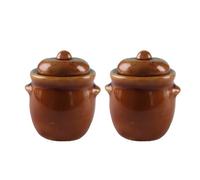 HEEPDD Dollhouse Miniature Jar 2Pcs, 1:12 Scale Ceramic Retro Pottery Vase, Handmade Tiny Jars for Mini Scene Kitchen Display, Antique Glaze Fairy Garden Succulent (Pot 2.7x3.5x2.7cm /
