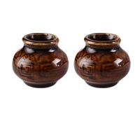 HEEPDD Dollhouse Miniature Jar 2Pcs, 1:12 Scale Ceramic Retro Pottery Vase, Handmade Tiny Jars for Mini Scene Kitchen Display, Antique Glaze Fairy Garden Succulent (Flower Pot 3x3.4x3.4cm /