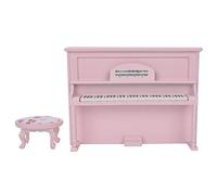 HEEPDD Dollhouse Piano, Miniature Wooden Upright Piano with Stool, 1:12 Scale Dollhouse Decoration for Kids Room (Pink)