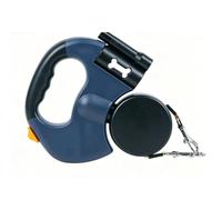 HEEPDD Dual Retractable Dog Leash with Flashlight, Heavy Duty Retractable Pet Leash with Light One Handed Brake for Two Dogs (Blue Battery Version)