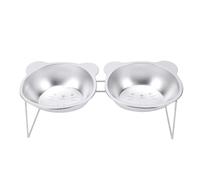 HEEPDD Elevated Cat Bowls Double 304 Stainless Steel 15° Tilt, 12x4.9x4.3in Raised Feeder, Non-Slip No Spill, Neck Strain Relief for Cats and Small Dogs, Hygienic Feeding Station (Kitten)