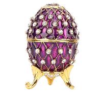 HEEPDD Enamel Jewelry Box, Hand Painted Enameled Egg Style Decorative Trinket Box with Rhinestones for Home Decor Gift Collectors Gift Collectors