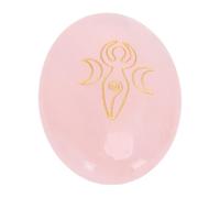 HEEPDD Engraved Rune Symbol Crystal Stone, Healing Crystals Glossy Surface Home Office Desk Decor Nature Gemstone for Yoga Meditation Engraved Rune Symbol Stone, Polished (Pink)