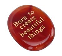 HEEPDD Engraved Worry Stone, Red Agate, Motivational Pocket Stone, Natural Anxiety Relief for Artists and Writers Ornament