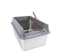 HEEPDD Extra Large Stainless Steel Cat Litter Box 60x40x30cm