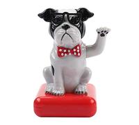 HEEPDD Figurine Cute Desk Decor for Home Office Car Accessories 10.5cm Adorable Dog Waving Solar Powered Arm Swinging Nan Gardening (Black White Dog)