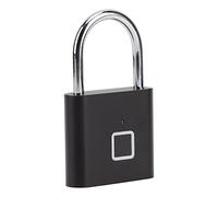 HEEPDD Fingerprint Padlock, 0.5 Seconds Quick Unlock, IP54, USB Rechargeable, Stainless Steel, 10 Fingerprints Storage, for Gym Lockers Travel Luggage Backpacks (Black)