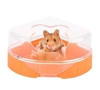 HEEPDD Hamster Sand Bath, Compact Covered Corner Toilet with Shovel for Small Pet Cages Plastic Orange 6.7cm Bath House Bathroom Box for Hamsters Gerbils Mice Rats