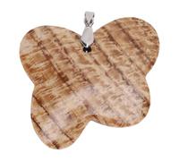 HEEPDD Hand Carved Crystal Stone Decoration, Wing Shaped Pendant Nature Stone Ornament for Jewelry Making Room Decoration with Glossy Exterior for Home Office Travel (Light Brown)