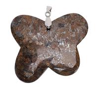 HEEPDD Hand Carved Crystal Stone Decoration, Wing Shaped Pendant Nature Stone Ornament for Jewelry Making Room Decoration with Glossy Exterior for Home Office Travel (Dark Brown)