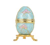 HEEPDD Hand Painted Enamel Trinket Box, Decorative Egg Style with Rhinestones for Home Decor, Collectible Gift