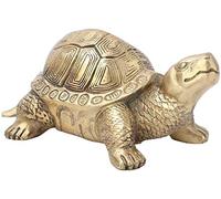 HEEPDD Handmade Brass Feng Shui Tortoise Ornament Pure Brass Longevity Symbol for Wealth Attraction and Peace Promotion, 4 Inch Home Altar Decor for Living Room Office Desk