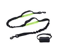 HEEPDD Hands Free Dog Leash, Shock Absorbing Bungee (Black + Green)