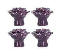 HEEPDD Hardware Handle Rose Shaped Cabinet Handle, Ceramic Knob, Modern Design, 1.6x1.2 Inch, 4 Pack for Wardrobe Drawer Door Door and Window Hardware and Locks (Purple)