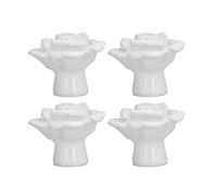 HEEPDD Hardware Handle Rose Shaped Cabinet Handle, Ceramic Knob, Modern Design, 1.6x1.2 Inch, 4 Pack for Wardrobe Drawer Door Door and Window Hardware and Locks (White)