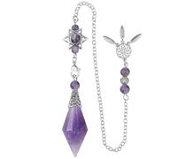 HEEPDD Healing Crystal Pendulums for Dowsing Divination，6 Facet Pendant with Chain for Women Men Gifts Decor (Purple)