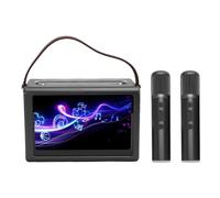 HEEPDD Home System Packages Karaoke Machine 5.4 with 2 Wireless Mics 8" Lyrics Display 9000mAh Battery for Home Party Camping Travel Portable WiFi Karaoke System