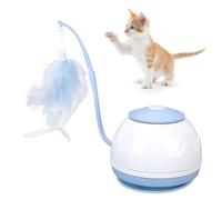 HEEPDD Interactive Cat Ball Toy Set, Fun Tracker Automatic Rolling Ball with Fluffy Tail Pet Exercise Electric Toys for Indoor Cats Kitten with Feather (Blue)