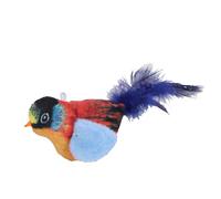 HEEPDD Interactive Cat Toy with Chirping Bird Sounds, Touch Activated Plush Feather Toy for Indoor Cats Realistic Electronic Pet Teaser with Bite Proof Fabric (Red Orange)