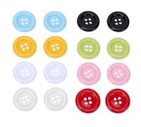 HEEPDD Large Buttons 16 Pcs 50mm 8 Colors, 4 Hole Plastic Round Colorfast Sewing Buttons, 2 Inch Big Button Assortment for Crafts, Knitting, Scrapbooking, Clothing, No Deform (Color Mixed)
