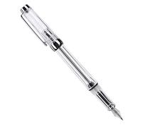 HEEPDD Large Capacity Fountain Pen, High Transparent Plastic Design with Negative Pressure Inking, Smooth Writing 0.5mm Nib for Drawing Office School Supplies Gifts (Transparent White)