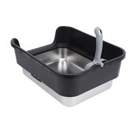 HEEPDD Large Cat Litter Box, Stainless Steel Open Top High Sided Litter Tray with Half Enclosed Design for Big Cats Minimizes Odor Scatter (Dark)