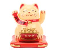 HEEPDD Lucky Waving Cat, Solar Powered Fortune Cat Decorative Ornament with Built in Solar Panel for Office Desk Window Car Home Restaurant Hotel Cafe (812-02 Yellow)
