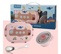 HEEPDD Lunch Box Kids, Stainless Steel 3 Compartments Leak Proof Lunch Box with Tableware Portions for Kids Adults Lightweight Durable Portable Meal Container