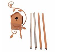 HEEPDD Metal Bird House with Stake, Rustic Cottage Style Garden Decor Weatherproof Metal Birdhouse Stand for Hummingbirds Small Birds (40cm Pole Included) (21/10/10)