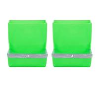 HEEPDD Metal Front Trough Feeder 2Pcs Food Bowl, Metal Front ABS Feeder, Easy to High Strength Cage Equipment, for Breeding Feeding Landscape Aquaculture