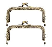 HEEPDD Metal Purse Bag Frame, 2Pcs Square Embossed Kiss Clasp Lock for DIY Handle Bag Sewing Craft, Durable Metal Frame for Handmade Purse, Tote and Evening Design