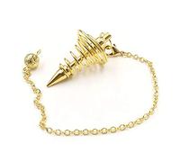 HEEPDD Metal Spiritual Pendulum, Divination Dowsing Pendulum for Chakras Tests and Spiritual Healing, with Threaded Chain for Energy Field Balance, 7.0 in Length (Gold)