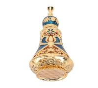 HEEPDD Middle Eastern Style Perfume Bottle, Zinc Alloy Vintage Enamel Design, Elegant Storage for Essential Oils and Fragrances (Golden Blue)