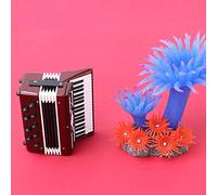 HEEPDD Mini Accordion Model, Wooden Red Replica Collectible for Home Office Ornament