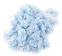 HEEPDD Mini Satin Ribbon Bows for Crafts, Blue, 50 Pieces, 5.7x3.7cm, Decorative Bowknot Appliques for Clothes, Headbands, Wedding Decor
