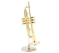 HEEPDD Miniature Gold Trumpet Model, Exquisite Brass Craftsmanship with Stand for Music Room Desk or Christmas Decor, Compact 1.6 X 1.6 X 5. Inches for Musicians and