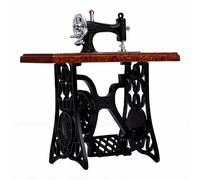 HEEPDD Miniature Sewing Machine 1/12 Scale, Vintage Dollhouse Sewing Machine Model with Scissors Cloth for Dollhouse Room Box Decor