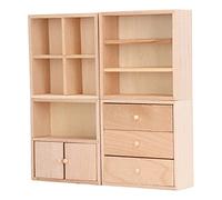 HEEPDD Miniature Wooden Dollhouse, Simple Design, 4 Piece Cabinet Set, Compact Size for 1/12 Dollhouse or Home Decor Miniature Wooden, Birch Material, Nan Children's Toys