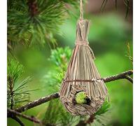 HEEPDD Natural Weeds Bird, Handwoven Hanging Roosting House for Parrots Birds, with Top Hook for Easy Install, Decoration for Home Garden Cafe (Wild Grass Bird's Large)
