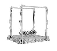 HEEPDD Newtons Cradle Balance Balls, Silver Kinetic Desk Toy | Conservation of momentum gadget, 5 polished metallic spheres, nylon filament suspension, 10-20s swing duration, low