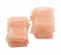 HEEPDD Organza Drawstring Gift Bags, Pouches for Jewelry, 100PCS for Wedding and Party Decoration Organza Drawstring Gift Bags, Elegant Mesh Nan Collected Items (Pink Gold)