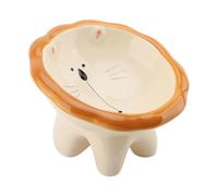 HEEPDD Ornament Food Bowl Ceramic Pet Bowl with Adorable Animal Pattern for Anti Tippling Storage and Home Decor 6.1x4.7x4.3in Tilted Elevated Cat Nan