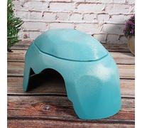 HEEPDD Pet Tortoises Cave, Plastic and Ceramic Drying Platform, Hiding Shelters for Reptiles, 9.7 X 5.9 X 5. Inch for Tortoise and Snakes (Lake blue with accessories)