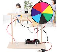 HEEPDD Physics Experiment Kit with Sound Light Electrical Components, Wooden Educational Science Toy with Buzzer Motor and Color Disc for Children
