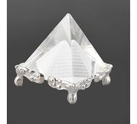 HEEPDD Pink Crystal Pyramid, Paperweights Stone Carving Home Decoration with Inner Mini Pyramid, for Good Fortune Gift and Spiritual Luck Pink Crystal, Premium Clear Quartz