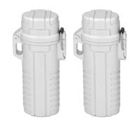 HEEPDD Proof Storage Tube 2 Pcs Plastic Sealed Container Pocket Capsule Case with Whistle Rope Water and Dust Resistant for Travel Camping Swimming Small Item Storage (Silver)