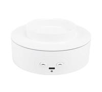 HEEPDD Quiet Rotating Turntable Display Stand, ABS 360 Degree Motorized Showcase with USB C or 3, Protective Railing and 3kg Capacity for Collectibles Photography Retail (White)